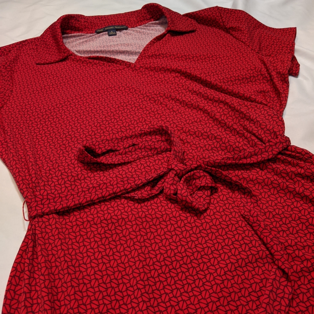 Brooks Brothers Faux Wrap Knee-Length Red Dress, L